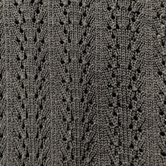 RICKI'S Vintage black short-sleeve scalloped shawl collar v-neck cardigan MEDIUM - Picture 4 of 15